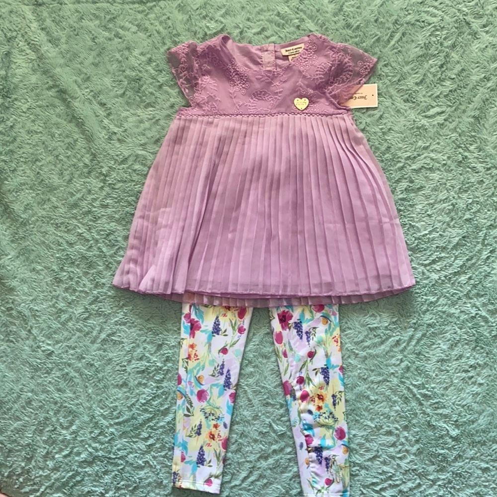 Girl's 2-Piece Floral Peplum Top & Leggings Set